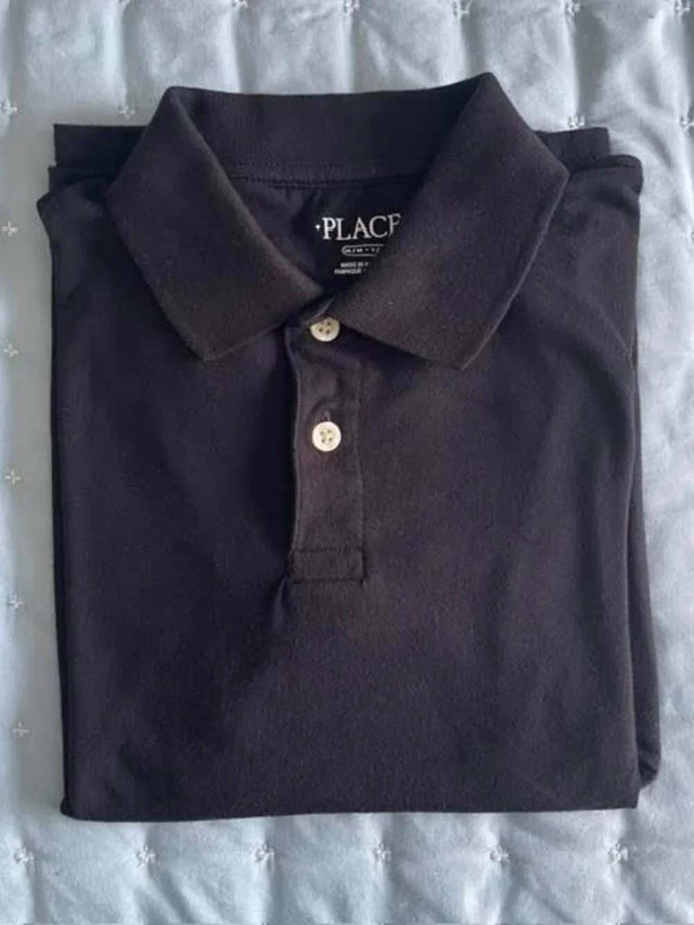 The Children's Place Boys Black Short Sleeve Polo Shirt Size M 7/8 3-Button